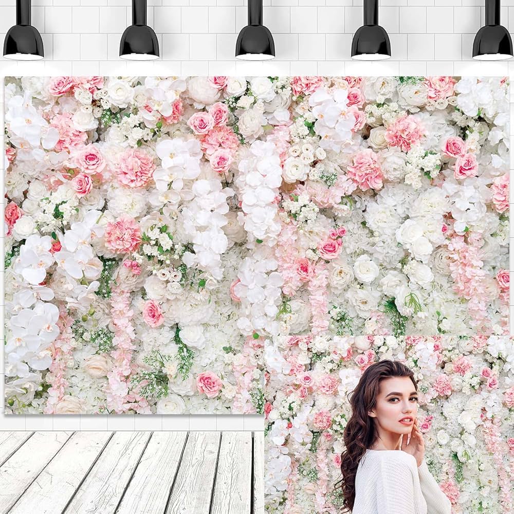 ウェディング フォトブース ピンクフラワー Amazon | ピンク ホワイト フラワー 写真撮影用背景 春 バラの花